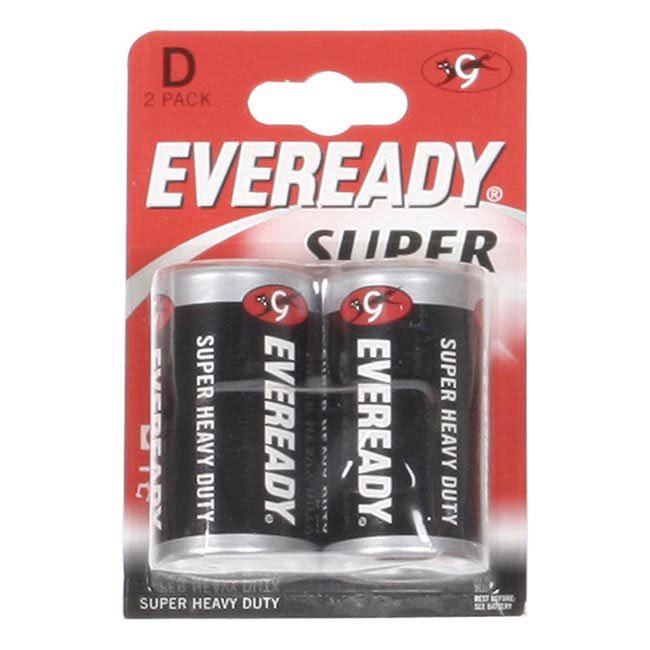 Eveready Super D R20 Battery 2pk